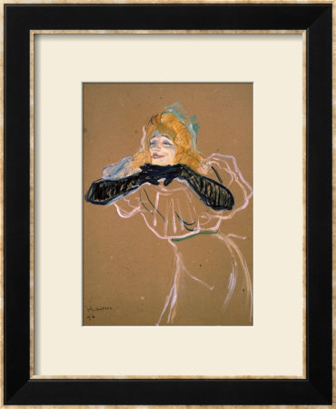 Yvette Guilbert (1867-1944) Singing Linger, Longer, Loo, 1894 by Henri De Toulouse-Lautrec Pricing Limited Edition Print image