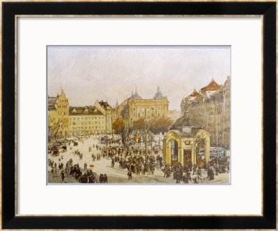 Crowds In The Karlsplatz In Munich by Rudolf Schramm-Zittau Pricing Limited Edition Print image