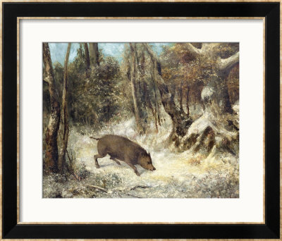 Wild Boar In The Snow, Signed As Courbet by Cherubino Pata Pricing Limited Edition Print image