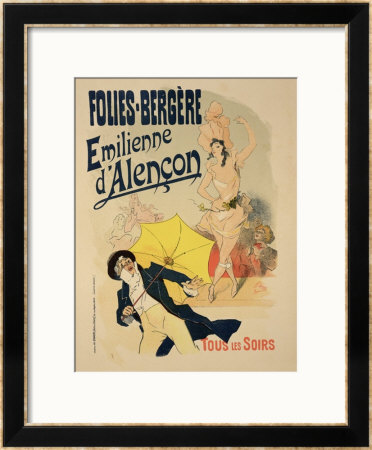 Reproduction Of A Poster Advertising Emile D'alencon, Every Evening At The Folies-Bergeres, 1893 by Jules Chéret Pricing Limited Edition Print image
