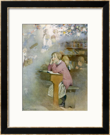 The Schoolgirl At Her Desk Day-Dreams Of The Pleasures Of The Christmas Holidays by Honor C. Appleton Pricing Limited Edition Print image