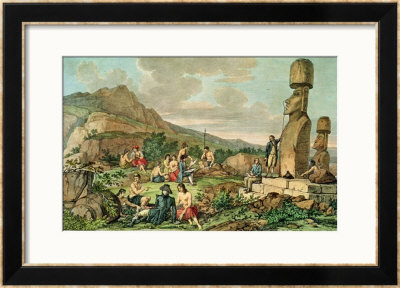 Islanders And Monuments Of Easter Island, From The Atlas De Voyage De La Perouse, 1785-88 by Gaspard Duche De Vancy Pricing Limited Edition Print image