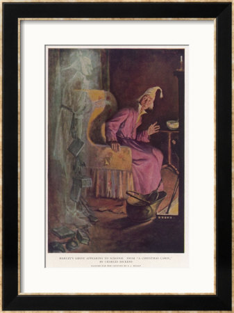 Scrooge Receives A Visit From The Ghost Of Jacob Marley His Former Business Partner by S.J. Woolf Pricing Limited Edition Print image