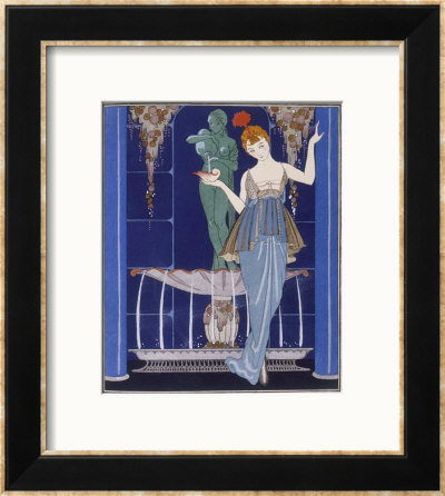 Tunic Dress By Paquin: Draped Tango Skirt With Front Split And Train by Georges Barbier Pricing Limited Edition Print image