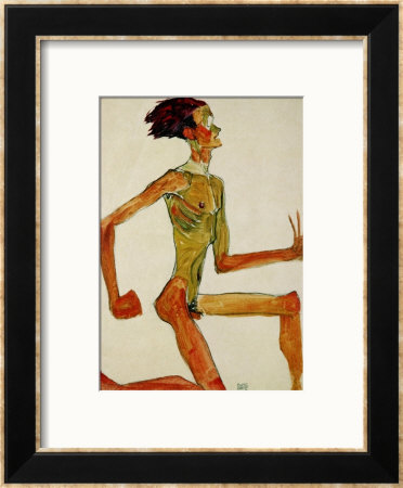 Kneeling Male Nude, In Profile Facing Right, 1910 by Egon Schiele Pricing Limited Edition Print image