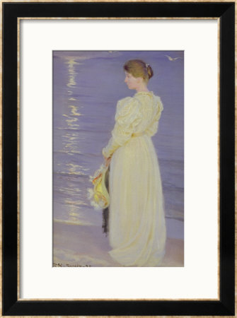 Woman In White On A Beach, 1893 by Peder Severin Kröyer Pricing Limited Edition Print image