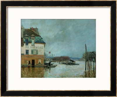 The Restaurant La Barque During The Flood At Port Marly by Alfred Sisley Pricing Limited Edition Print image