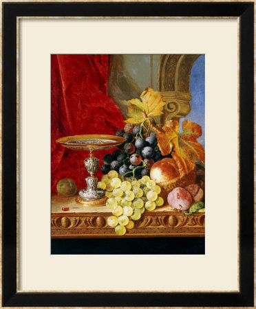 Grapes And A Peach With A Tazza On A Table At A Window by Edward Ladell Pricing Limited Edition Print image
