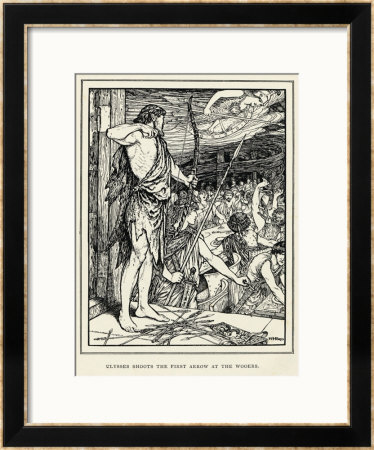 Odysseus Shoots The First Arrow At The Suitors by Henry Justice Ford Pricing Limited Edition Print image