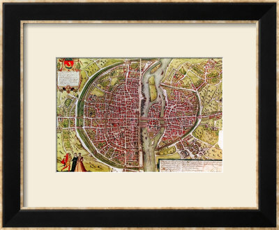 Map Of Paris From Civitates Orbis Terrarrum By Georg Braun And Franz Hogenbergh, French by Georg Braun Pricing Limited Edition Print image