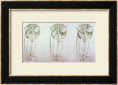 Three Stylised Rose Motifs In Green And Cream, Circa 1900 by Charles Rennie Mackintosh Pricing Limited Edition Print image