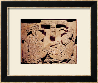 Stela Depicting A Woman Presenting A Jaguar Mask To A Priest, From Yaxchilan by Mayan Pricing Limited Edition Print image
