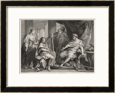 Young David Plays The Harp To Entertain King Saul by William Holl The Younger Pricing Limited Edition Print image