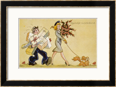 Lady Shops Man Carries by Steen Pricing Limited Edition Print image