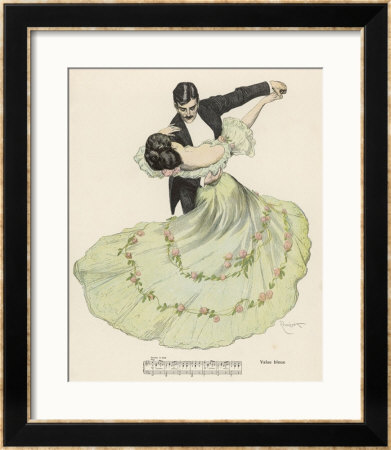 Valse Bleue, Her Wide Skirt Swirls Gracefully As Her Partner Leads Her Through A Passionate Waltz by Ferdinand Von Reznicek Pricing Limited Edition Print image