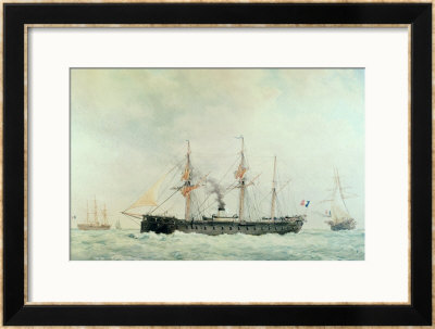 The French Battleship, La Gloire, 1880 by Francois Geoffroy Roux Pricing Limited Edition Print image