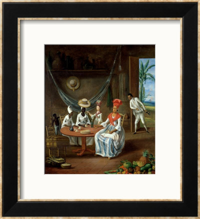 A Mulatto Woman With Her White Daughter Visited By Negro Women In Their House In Martinique, 1775 by Le Masurier Pricing Limited Edition Print image