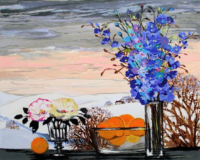 Bouquet Bleu Et Oranges by Michel-Henry Pricing Limited Edition Print image