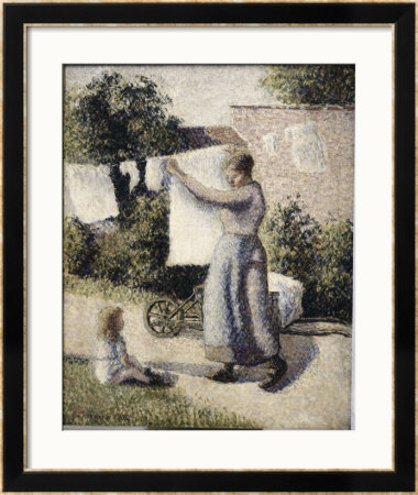 Woman Hanging Laundry by Camille Pissarro Pricing Limited Edition Print image