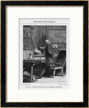 Benjamin Franklin American Statesman Scientist And Philosopher In His Physics Lab At Philadelphia by Yan D'argent Pricing Limited Edition Print image