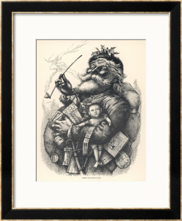 Pot-Bellied Father Christmas With Lots Of Presents by Thomas Nast Pricing Limited Edition Print image