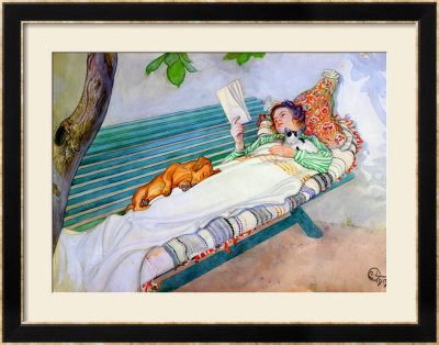 Woman Lying On A Bench, 1913 by Carl Larsson Pricing Limited Edition Print image