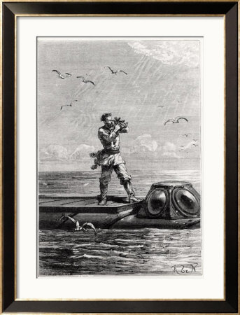 Captain Nemo On Top Of The Nautilus, From 20,000 Leagues Under The Sea by Alphonse Marie De Neuville Pricing Limited Edition Print image