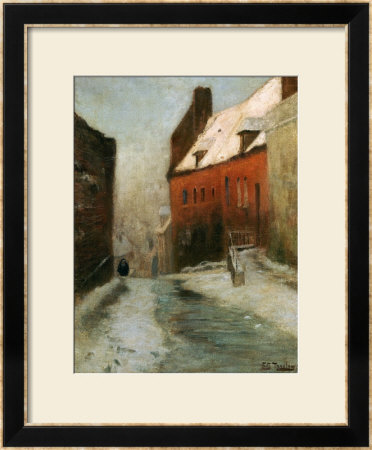 A Winter Street Scene, Montreuil by Fritz Thaulow Pricing Limited Edition Print image