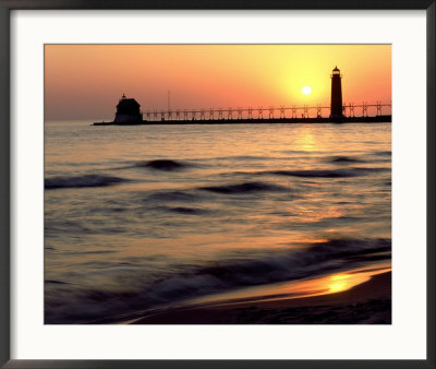 Sunset Light On Grand Haven Lighthouse, Mi by Willard Clay Pricing Limited Edition Print image