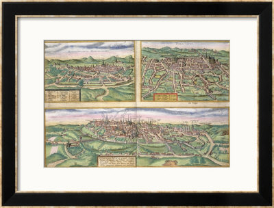 Map Of Montpellier, Tours, And Poitiers, From Civitates Orbis Terrarum By Braun And Hogenberg, 1572 by Joris Hoefnagel Pricing Limited Edition Print image