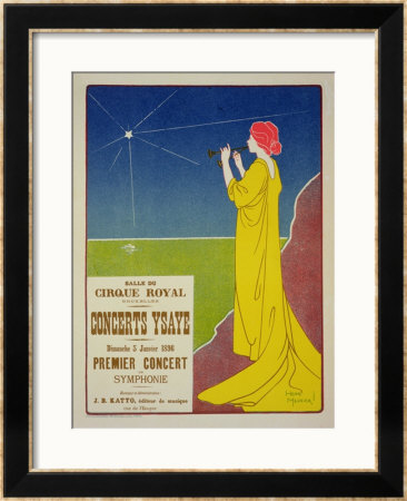 Reproduction Of A Poster Advertising The Ysaye Concerts, Salle Du Cirque Royal, Brussels, 1895 by Henri Georges Jean Isidore Meunier Pricing Limited Edition Print image