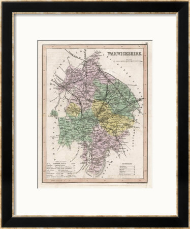 Map Of Warwickshire by James Archer Pricing Limited Edition Print image