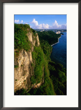 Cliffs With City In The Distance, Amantes Point (Two Lovers Point), Tumon, Guam by John Elk Iii Pricing Limited Edition Print image
