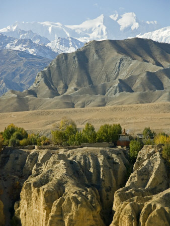 Annapurna I, With Dry Hills And A Chorten, From The North, In Mustang by Stephen Sharnoff Pricing Limited Edition Print image