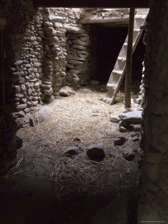 Dark Inner Courtyard In Mustang With Wooden Ladder And Dirt Floor by Stephen Sharnoff Pricing Limited Edition Print image