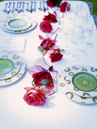 Rose Table Decoration For Elegant Garden Party by Jörn Rynio Pricing Limited Edition Print image