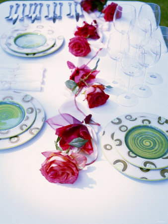 Rose Table Decoration For Elegant Garden Party by Jorn Rynio Pricing Limited Edition Print image