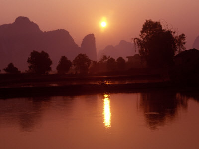 Orange Sunset Reflected On Water, China by Inga Spence Pricing Limited Edition Print image
