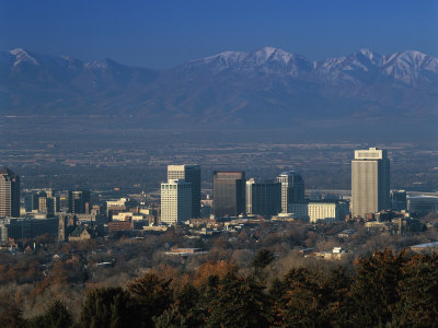 Salt Lake City And Stansbury Mountains by Walter Bibikow Pricing Limited Edition Print image