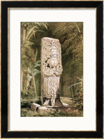 Carved Stone Idol From Copan by Frederick Catherwood Pricing Limited Edition Print image