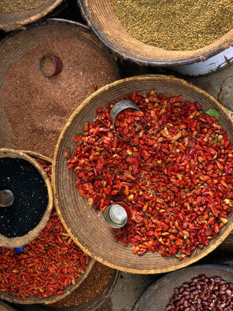 Peppers And Grains For Sale At The Harar Market, Harar, Harari, Ethiopia by Ariadne Van Zandbergen Pricing Limited Edition Print image