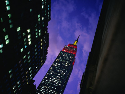 Empire State Building At Night, New York City, New York, Usa by Angus Oborn Pricing Limited Edition Print image