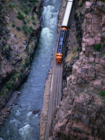 Aerial Of Passenger Train In Royal Gorge Near Canon City, Canon City, Usa by Jim Wark Pricing Limited Edition Print image