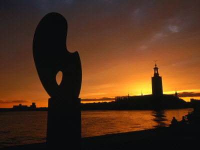 Sunset Silhouette Of Stadshuset, Stockholm, Sweden by Anders Blomqvist Pricing Limited Edition Print image