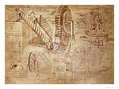 Archimedes Screws And Water Wheels, 1478-1518 by Leonardo Da Vinci Pricing Limited Edition Print image