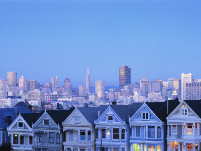 Victorian Houses Against Skyline, Alamo Square by Jules Cowan Pricing Limited Edition Print image