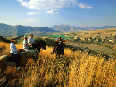 Horse Riding At Bokpoort, Free State, South Africa by Roger De La Harpe Pricing Limited Edition Print image