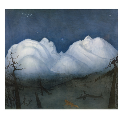 Winter Night In The Mountains (Pastel And W/C On Paper) by Harald Oscar Sohlberg Pricing Limited Edition Print image