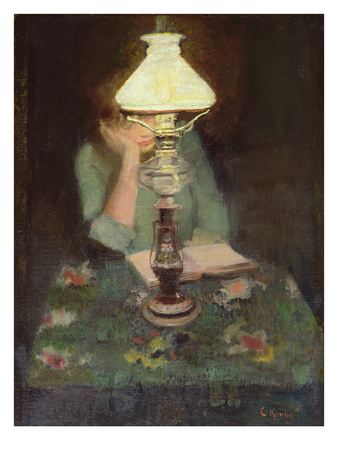Oda With Lamp (Oil On Canvas) by Christian Krohg Pricing Limited Edition Print image