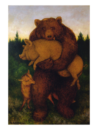 Flesh, Said The Bear (Oil On Canvas) by Theodor Severin Kittelsen Pricing Limited Edition Print image